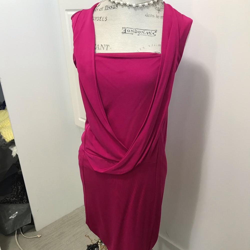 Armani Exchange Fuchsia Draped Mini Dress